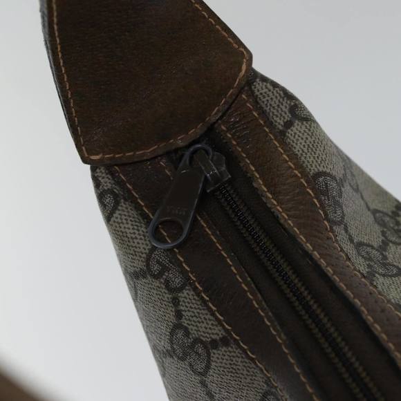 GUCCI GG Supreme Web Sherry Line Shoulder Bag PVC Leather Beige Gold Auth 88635 - Picture 9 of 16